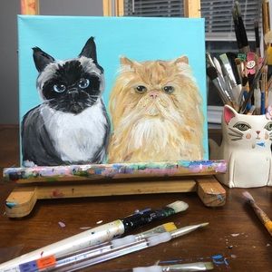 Custom 11x14 TWO PET Portrait of your dog or cat